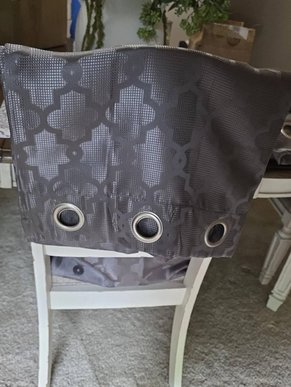Gray Patterned Curtains with Grommets